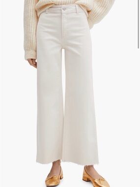 Mango Wide-Leg High-Rise Jeans in Cream